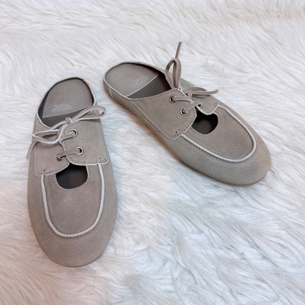 Jeffrey Campbell Decks Tan Suede Boat Shoe Mules Yachting Day Flats Size 9